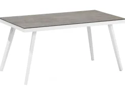 Lounge Set Aluminium Weis 4-Sitzer Auflagen Grau Latina