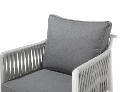 Lounge Set Aluminium Weis 4-Sitzer Auflagen Grau Latina
