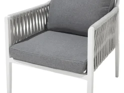 Lounge Set Aluminium Weis 4-Sitzer Auflagen Grau Latina