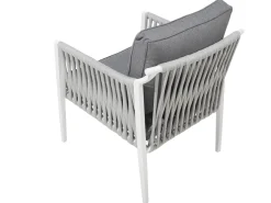 Lounge Set Aluminium Weis 4-Sitzer Auflagen Grau Latina