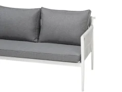 Lounge Set Aluminium Weis 4-Sitzer Auflagen Grau Latina