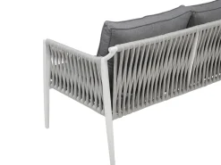 Lounge Set Aluminium Weis 4-Sitzer Auflagen Grau Latina