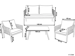 Lounge Set Aluminium Weis 4-Sitzer Auflagen Grau Latina