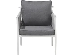 Lounge Set Aluminium Weis 4-Sitzer Auflagen Grau Latina