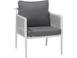 Lounge Set Aluminium Weis 4-Sitzer Auflagen Grau Latina