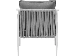 Lounge Set Aluminium Weis 4-Sitzer Auflagen Grau Latina