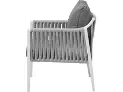 Lounge Set Aluminium Weis 4-Sitzer Auflagen Grau Latina