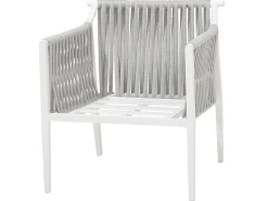 Lounge Set Aluminium Weis 4-Sitzer Auflagen Grau Latina