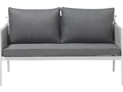 Lounge Set Aluminium Weis 4-Sitzer Auflagen Grau Latina