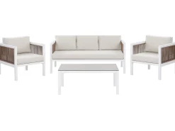 Lounge Set Aluminium Weis 5-Sitzer Auflagen Beige Borello