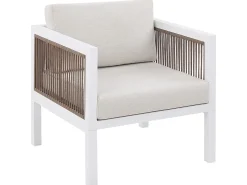 Lounge Set Aluminium Weis 5-Sitzer Auflagen Beige Borello