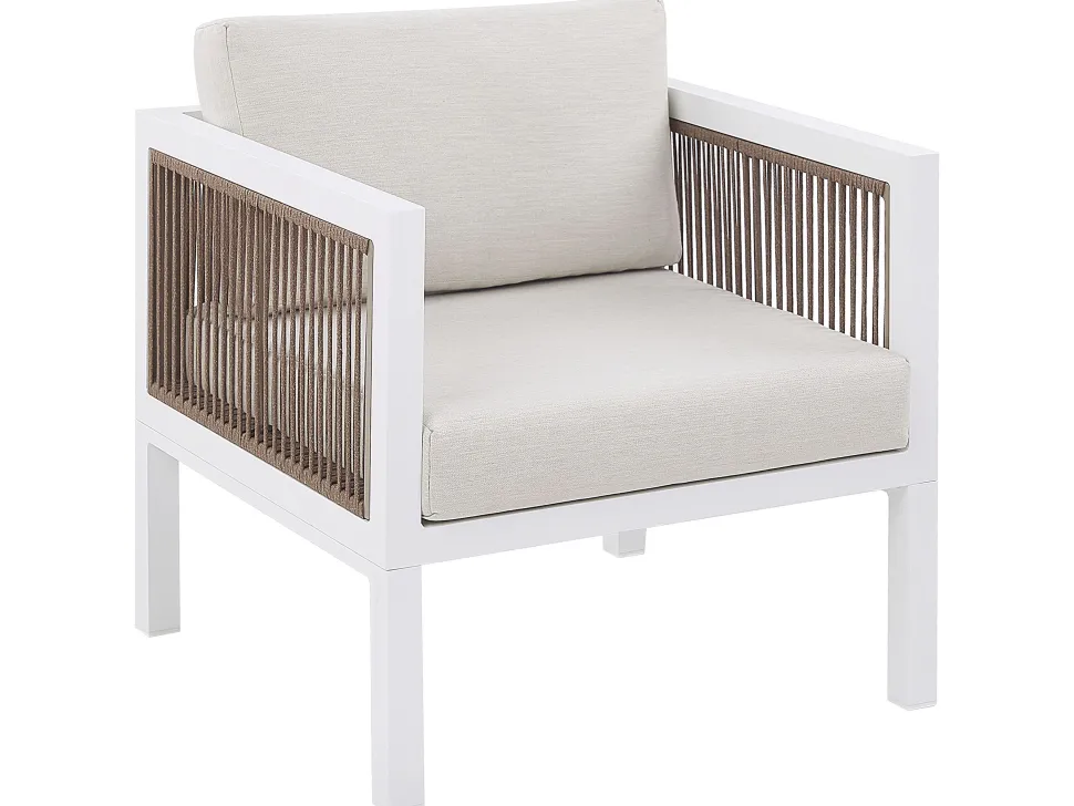 Lounge Set Aluminium Weis 5-Sitzer Auflagen Beige Borello