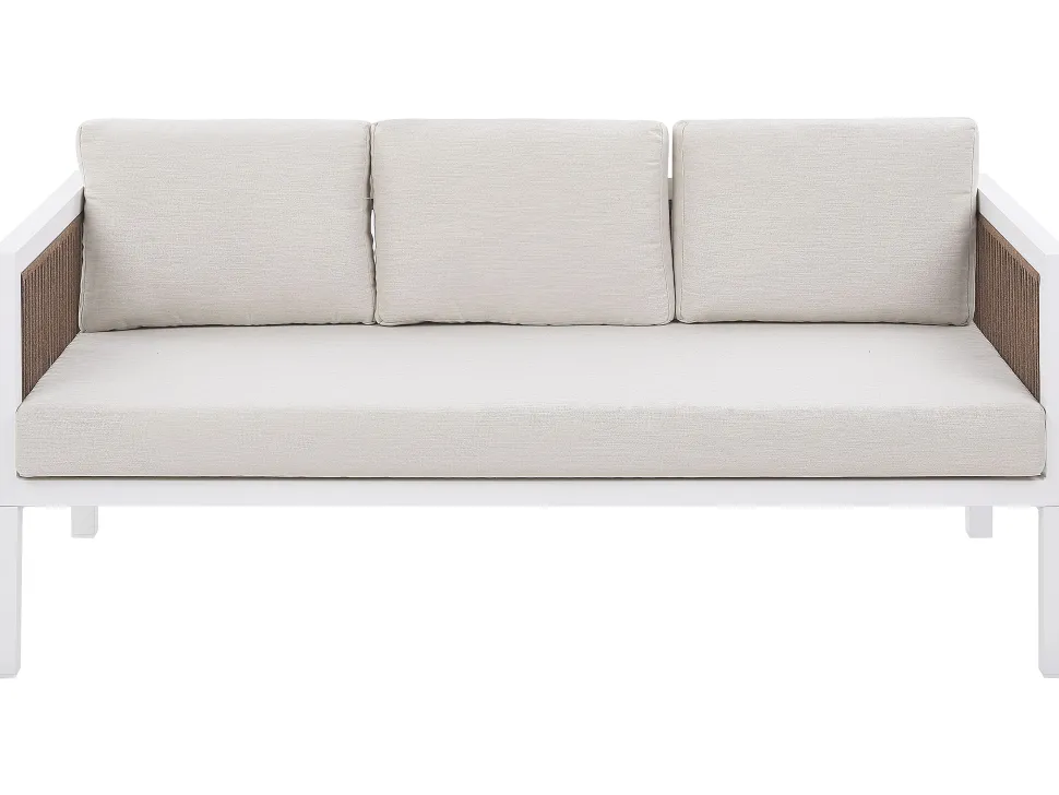 Lounge Set Aluminium Weis 5-Sitzer Auflagen Beige Borello
