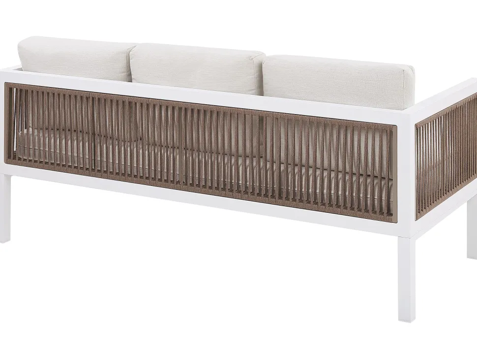 Lounge Set Aluminium Weis 5-Sitzer Auflagen Beige Borello