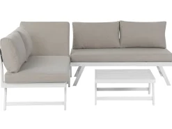Lounge Set Aluminium Weis 5-Sitzer Modular Auflagen Taupe Coccorino