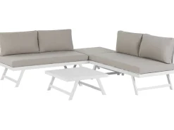 Lounge Set Aluminium Weis 5-Sitzer Modular Auflagen Taupe Coccorino