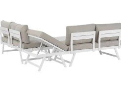 Lounge Set Aluminium Weis 5-Sitzer Modular Auflagen Taupe Coccorino