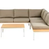 Lounge Set Aluminium Weis 4-Sitzer Auflagen Grau Positano