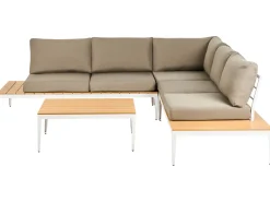 Lounge Set Aluminium Weis 4-Sitzer Auflagen Grau Positano