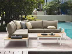 Lounge Set Aluminium Weis 4-Sitzer Auflagen Grau Positano