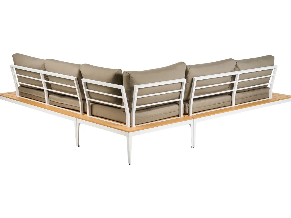 Lounge Set Aluminium Weis 4-Sitzer Auflagen Grau Positano