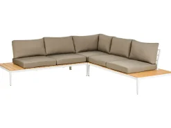 Lounge Set Aluminium Weis 4-Sitzer Auflagen Grau Positano