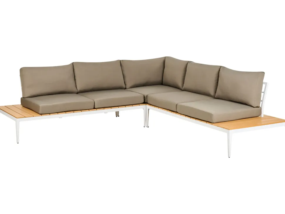 Lounge Set Aluminium Weis 4-Sitzer Auflagen Grau Positano