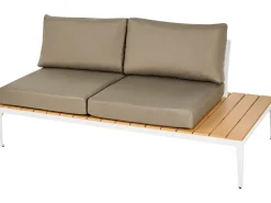 Lounge Set Aluminium Weis 4-Sitzer Auflagen Grau Positano