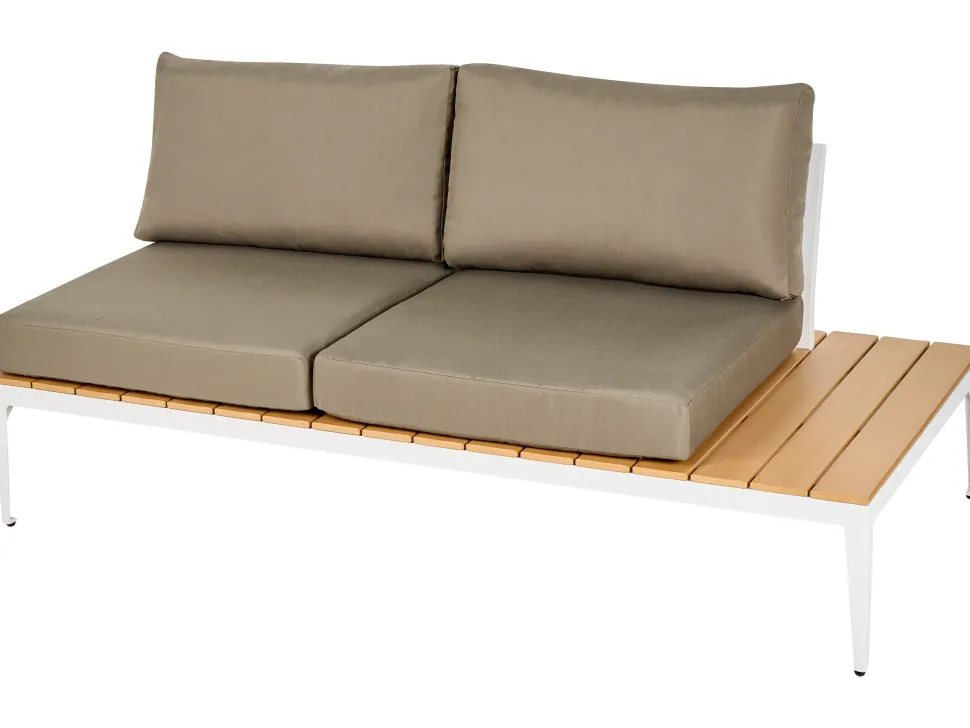 Lounge Set Aluminium Weis 4-Sitzer Auflagen Grau Positano