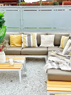 Lounge Set Aluminium Weis 4-Sitzer Auflagen Grau Positano