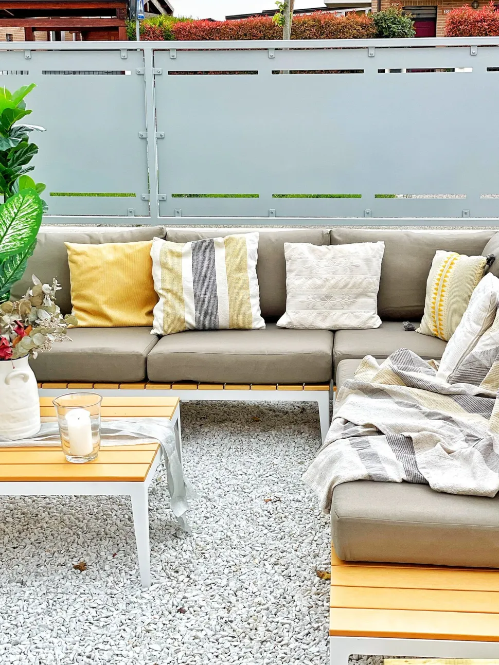 Lounge Set Aluminium Weis 4-Sitzer Auflagen Grau Positano