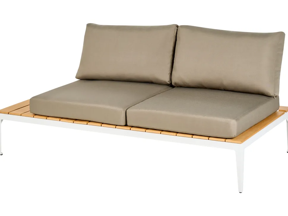 Lounge Set Aluminium Weis 4-Sitzer Auflagen Grau Positano