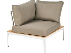 Lounge Set Aluminium Weis 4-Sitzer Auflagen Grau Positano
