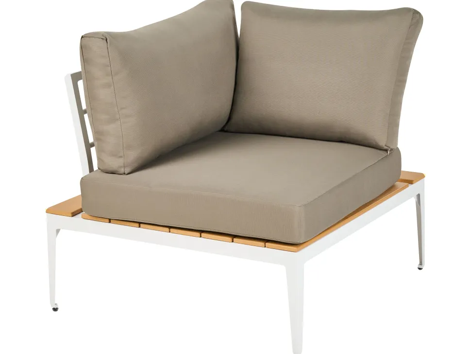 Lounge Set Aluminium Weis 4-Sitzer Auflagen Grau Positano