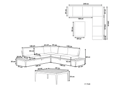 Lounge Set Aluminium Weis 4-Sitzer Auflagen Grau Positano