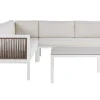 Lounge Set Aluminium Weis 4-Sitzer Linksseitig Auflagen Beige Borello