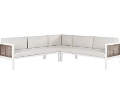 Lounge Set Aluminium Weis 4-Sitzer Linksseitig Auflagen Beige Borello