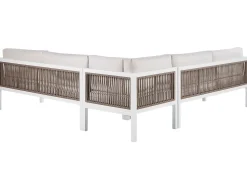 Lounge Set Aluminium Weis 4-Sitzer Linksseitig Auflagen Beige Borello