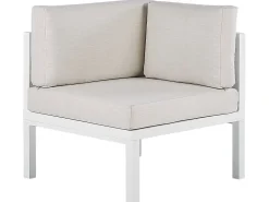 Lounge Set Aluminium Weis 4-Sitzer Linksseitig Auflagen Beige Borello