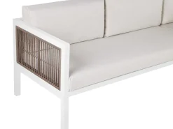 Lounge Set Aluminium Weis 4-Sitzer Linksseitig Auflagen Beige Borello