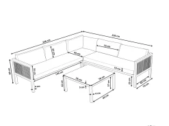 Lounge Set Aluminium Weis 4-Sitzer Linksseitig Auflagen Beige Borello