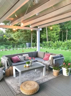 Lounge Set Aluminium Weis 6-Sitzer Auflagen Grau Castella