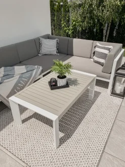 Lounge Set Aluminium Weis 6-Sitzer Auflagen Grau Castella