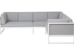 Lounge Set Aluminium Weis 6-Sitzer Auflagen Grau Castella