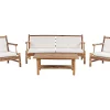 Lounge Set Bambusholz Hellbraun 4-Sitzer Auflagen Weis Riccione
