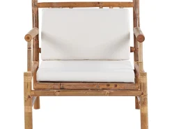 Lounge Set Bambusholz Hellbraun 4-Sitzer Auflagen Weis Riccione