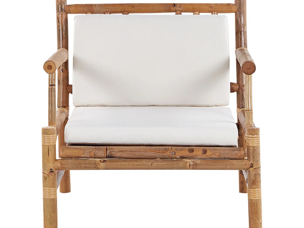Lounge Set Bambusholz Hellbraun 4-Sitzer Auflagen Weis Riccione