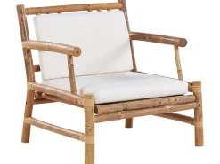 Lounge Set Bambusholz Hellbraun 4-Sitzer Auflagen Weis Riccione