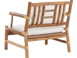 Lounge Set Bambusholz Hellbraun 4-Sitzer Auflagen Weis Riccione