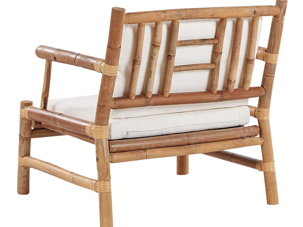 Lounge Set Bambusholz Hellbraun 4-Sitzer Auflagen Weis Riccione